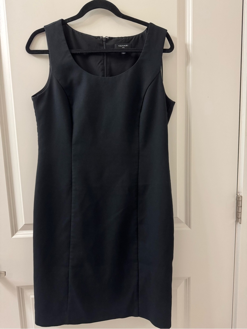 Tahari ASL Dress Size 8 Pretty Black Cowl Neck Sleeveless Sheath Pencil Office